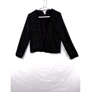 Ann Taylor Cardigan Sweater Womens Medium Black Beaded Merino Wool Vintage